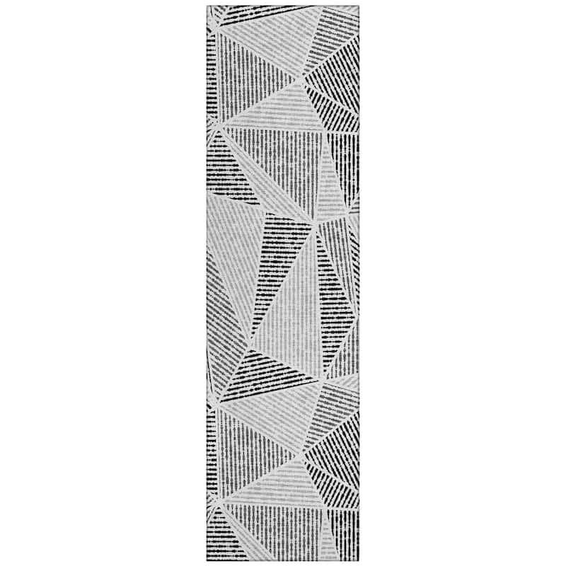Machine Washable Indoor/ Outdoor Chantille Mosaic Geometric Rug