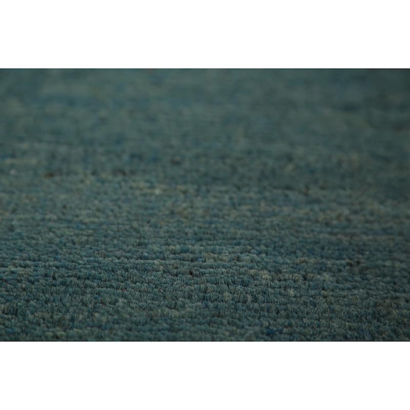 Blue & Green Modern Gabbeh Runner Rug Handmade Wool Carpet - 3'0" x 9'8"