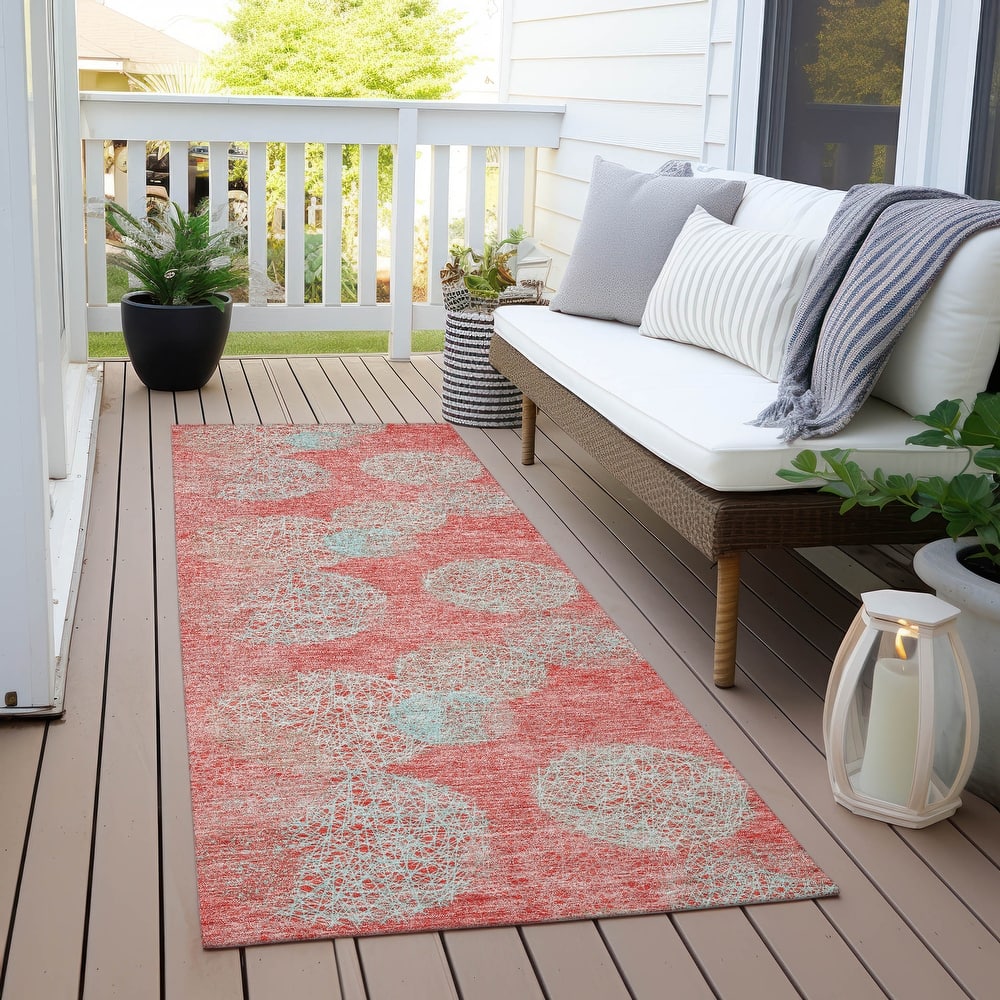 Machine Washable Indoor/ Outdoor Boho Sphere Chantille Rug