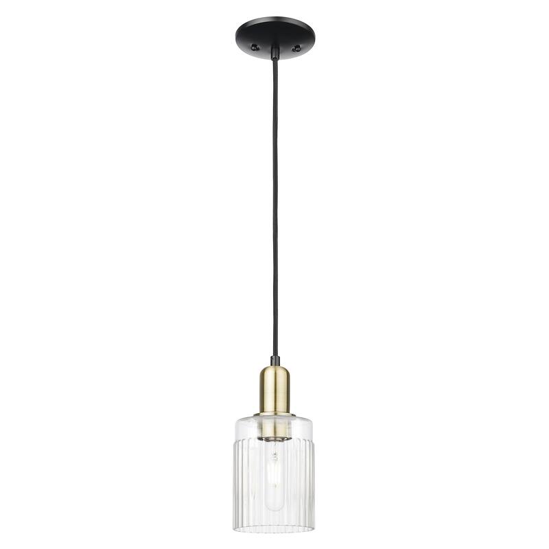 Innovations Lighting Endless Possibilities Arcadia - Hadley - 1 Light 5" Cord Hung Mini Pendant - Clear/Black Antique Brass