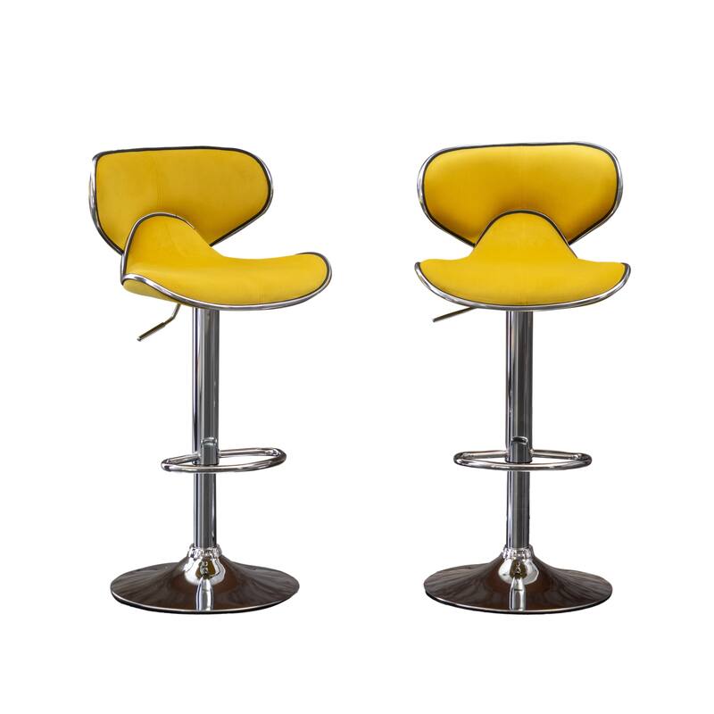 Modern Adjustable Swivel Bar Stool Set of 2, Velvet Upholstered Chair with Footrest for Bar, Kitchen Island, Dining Room