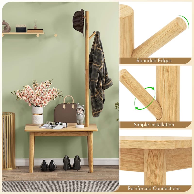 Costway End Table with Coat Rack 2-in-1 Side Table 3 Hooks for Hats - See Details