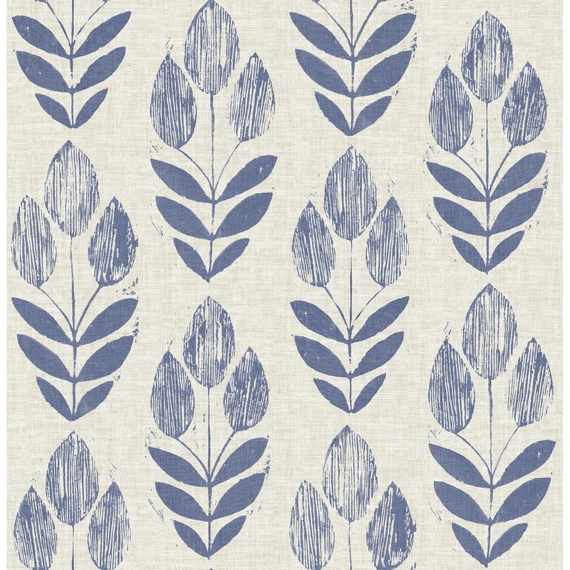 NuWallpaper Blue Folk Tulip Peel & Stick Wallpaper