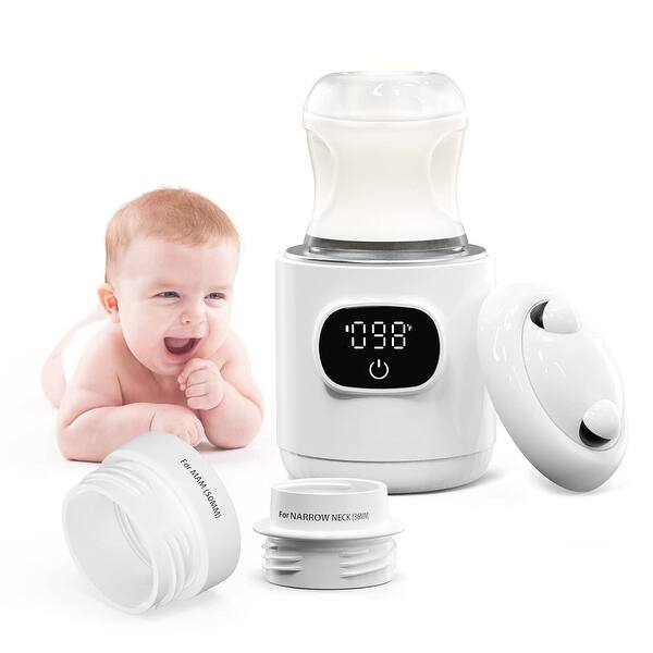 slide 2 of 5, Portable Fast Baby Bottle Warmer with Temperature Control, LCD Screen - White - White White