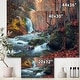 preview thumbnail 13 of 23, Autumn Mountain Waterfall Long View Landscape Photo Canvas Print - Orange