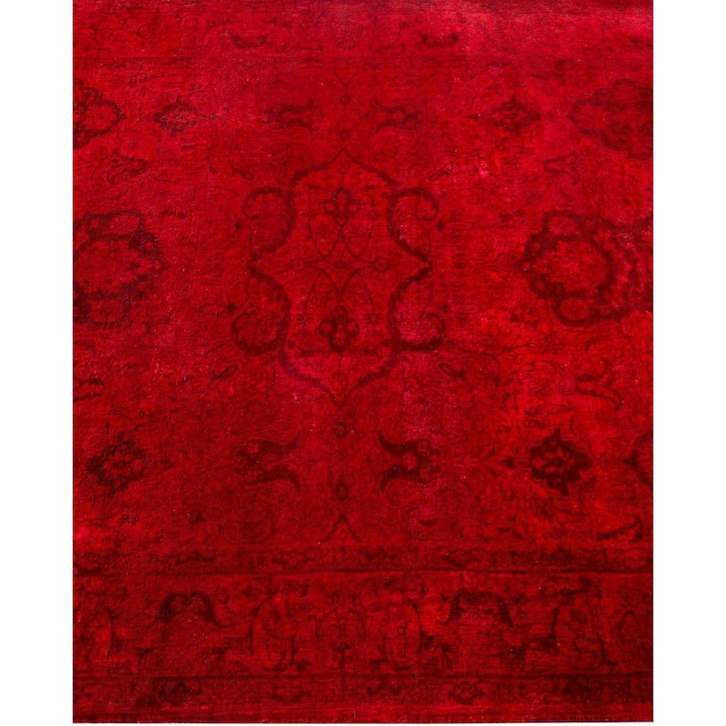 Overton Hand Knotted Wool Vintage Inspired Modern Contemporary Overdyed Red Area Rug - 4' 1" x 6' 2"