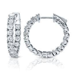 Auriya 14k Gold 3 carat TW Medium Inside-out Diamond Hoop Earrings - 0.86-inch (H-I, SI1-SI2)