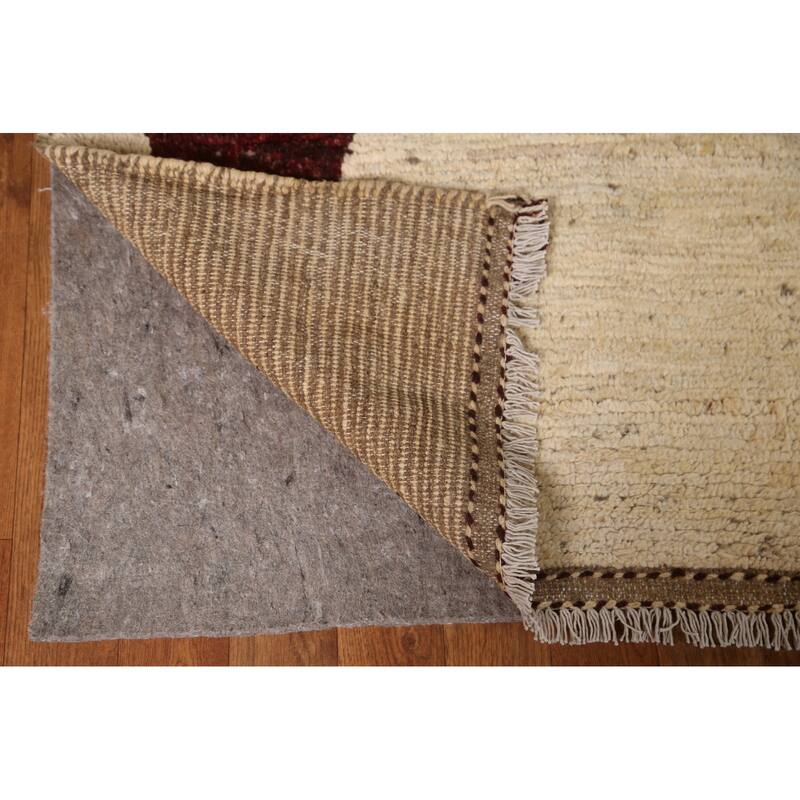 Hand Knotted Oriental 100% Wool Carpet Modern Geometric Beige & Ivories Moroccan Area Rug - 7' 9'' X 5' 9''