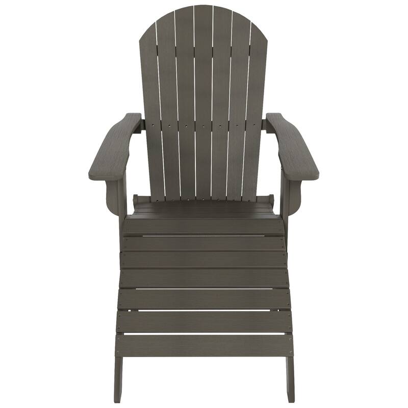 Vineyard HIPS Outdoor Folding Eco-Friendly All Weather Seashell Adirondack Chair with Ottoman (2-Piece Set)