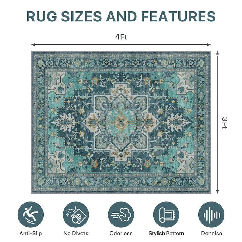 Mcow Low Pile Machine Washable Non-Slip Area Rug - 3'X4'