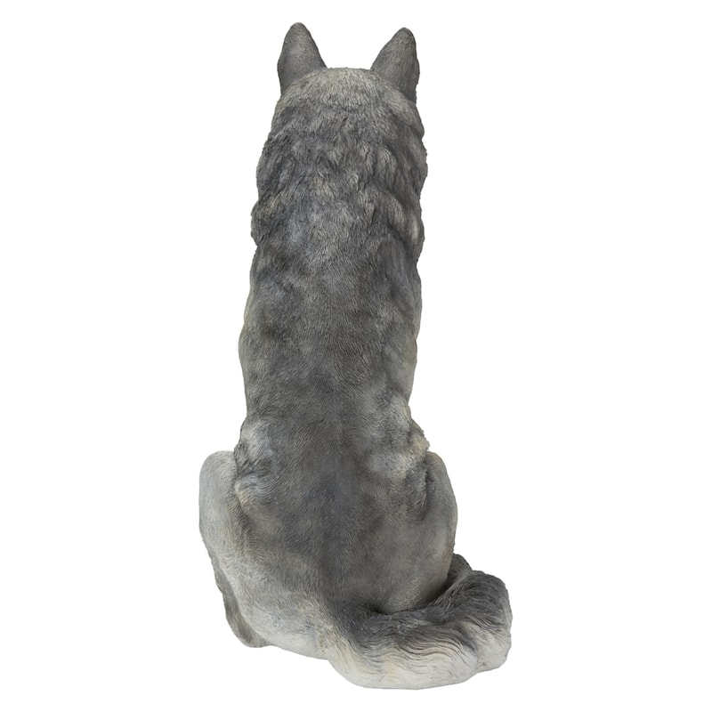 Sitting Gray Wolf Statue
