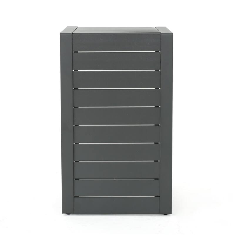 Roomfitters Modern Outdoor Side Table with Slatted Aluminium Frame, Weather-Resistant Accent Table for Patio