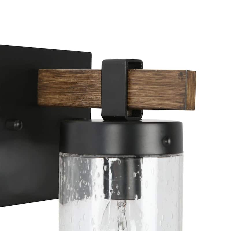 Fora Modern Farmhouse 1-light Cylinder Seeded Glass Shade Bathroom Vanity Light - L4.5"* W 5.5"* H 8.5"