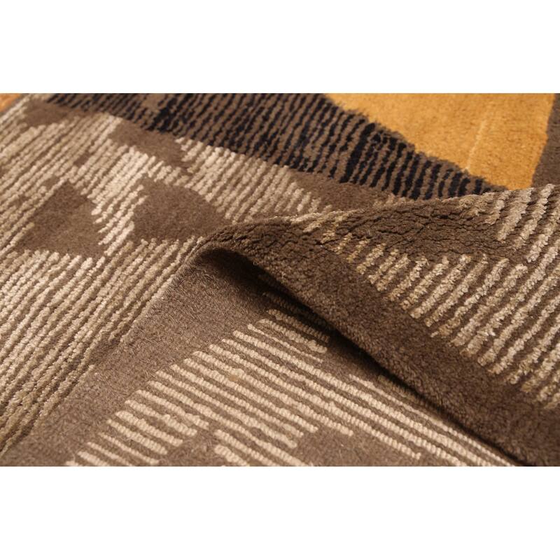 ECARPETGALLERY Hand-knotted Opulence Light Brown Silk, Wool Rug - 9'1 x 11'8