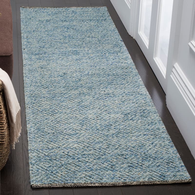 SAFAVIEH Natura Rimah Handmade Wool Area Rug - 2'3" x 14' Runner - Blue - Runner
