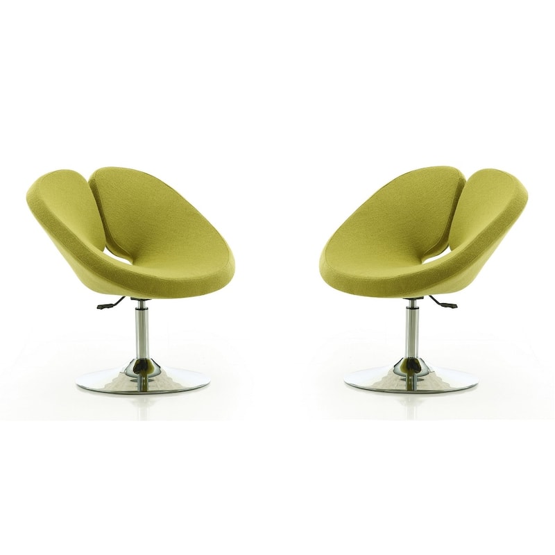 Manhattan Comfort Perch Chrome Wool Blend Adjustable Chair (Set of 2) - Green