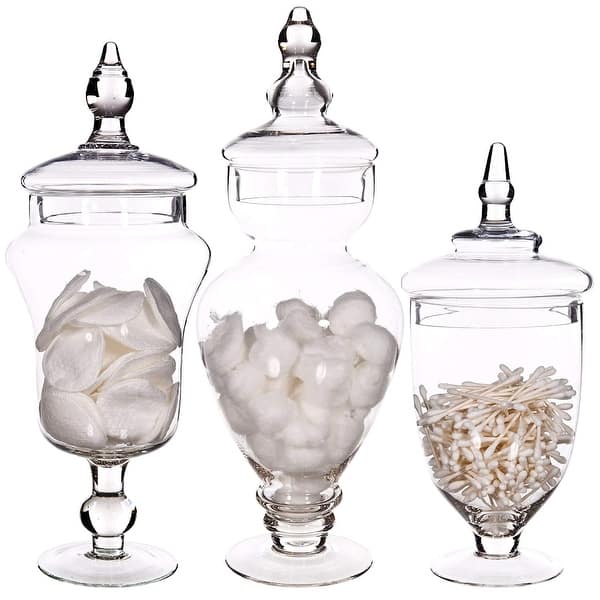 Set of 2 Glass Apothecary Jars Candy Buffet Containers - H: 16, 10