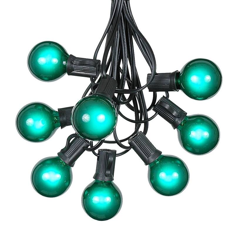 100 Foot G40 Outdoor Globe Patio String Lights - Set of 125 G40 Globe Bulbs - Green