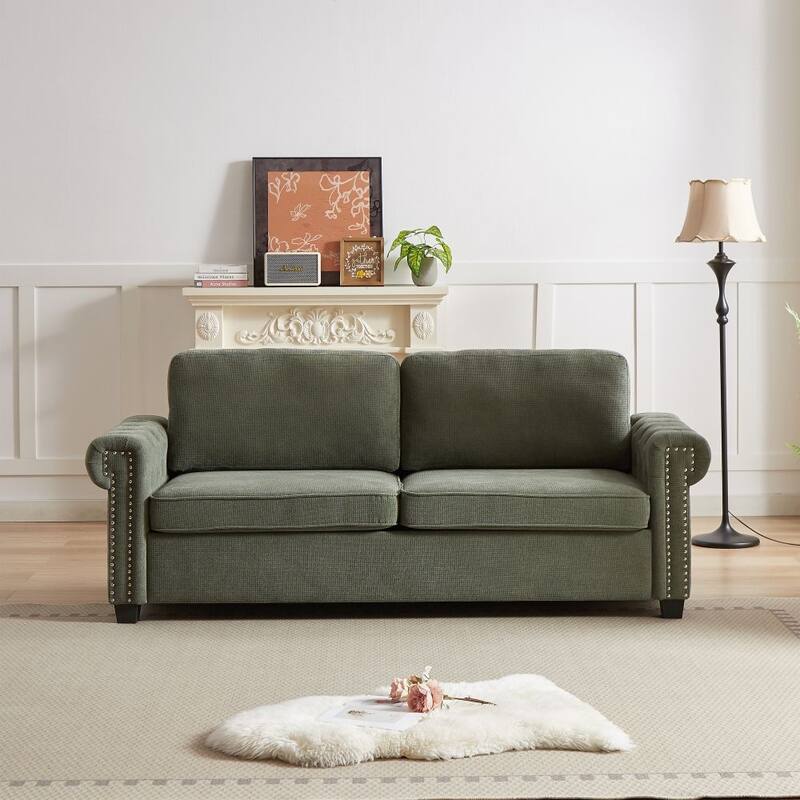 83.8" Convertible 2-in-1 Pullout Polyester Sleeper Sofa Bed