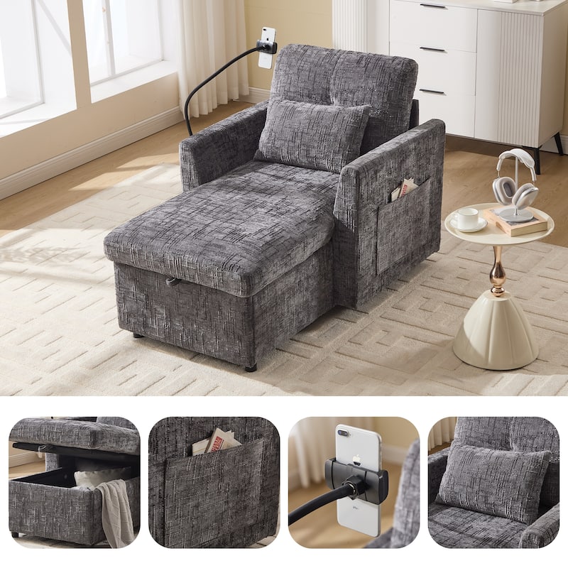 Multifunctional Sofa Recliner with Storage, Adjustable Backrest, and Phone Holder for Living Room or Bedroom - Multi-Color