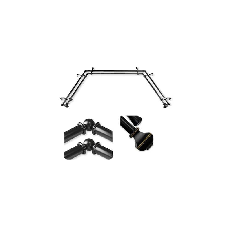 Baroque Curtain Rods & Hardware Set - Adjustable Lengths, Black Finish, Stylish Finials - M