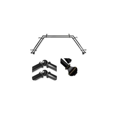 Baroque Curtain Rods & Hardware Set - Adjustable Lengths, Black Finish, Stylish Finials - M