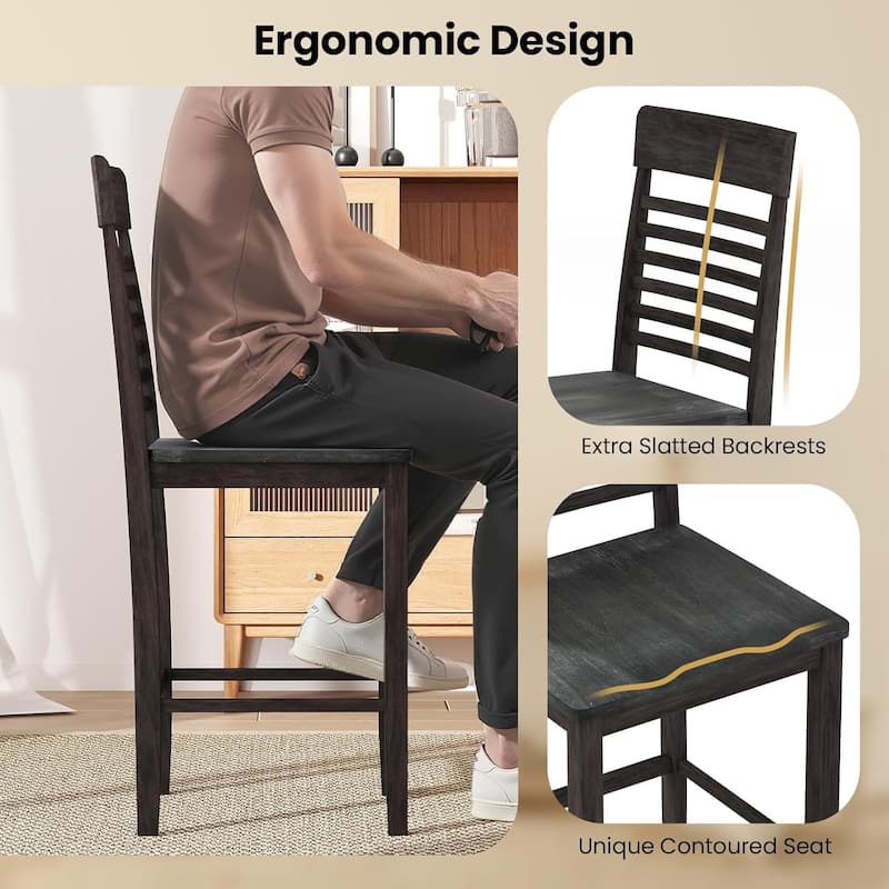 Set of 2/4 Wooden Dining Chairs 24" Counter Height Pub Chairs