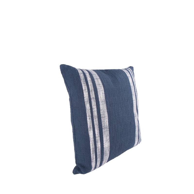 18" x 18" Morgan Deep Navy Woven Striped Throw Pillow