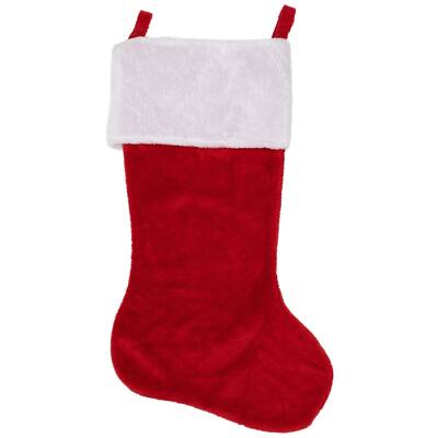 Traditional Plush Christmas Stocking with Cuff - 36" - Red and White