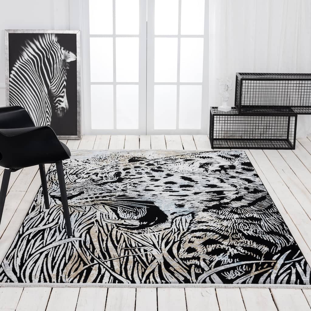 Xanthos Collection Black/Light Grey Area Rug