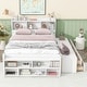 preview thumbnail 1 of 5, Full Bed with Bookcase Headboard, Under bed Storage Drawers and Bed End Storage Case,White White