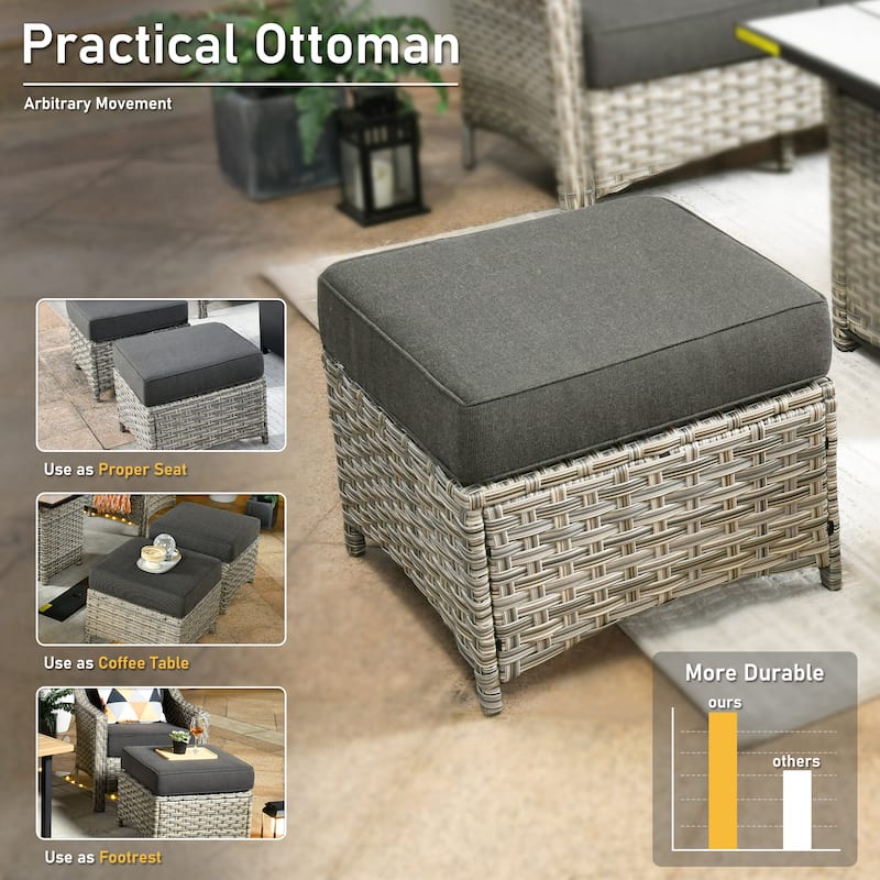 HOOOWOOO 5-piece Wicker High Back Outdoor Furniture Conversation Set