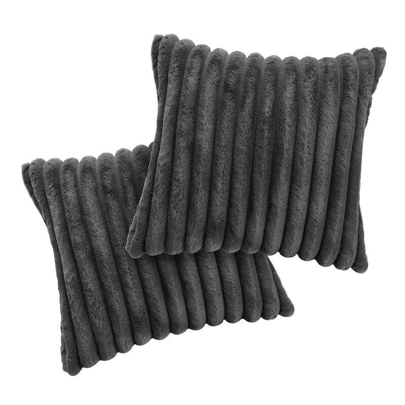 Faux Fur Decorative Throw Pillows for Couch & Bed (Set of 2)