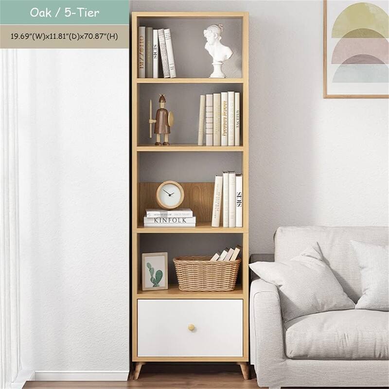 5-Tier Open Shelves Bookcase - 11.81"D x 19.69"W x 70.87"H
