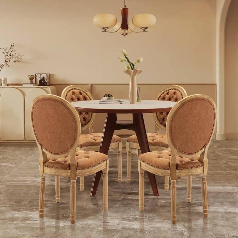 Upholstered French Style Nailhead Dining Chairs(Set of 4)