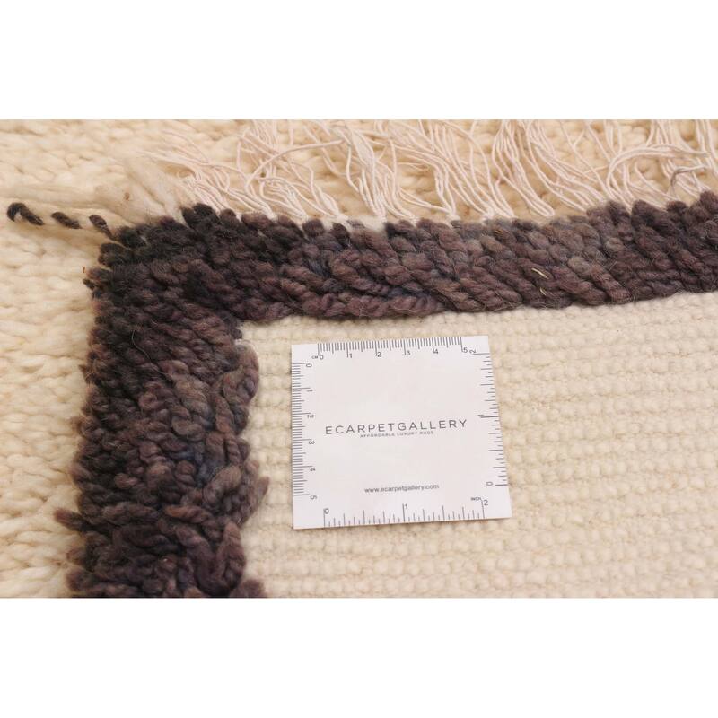 ECARPETGALLERY Hand-knotted Beni Ourain Cream Wool Rug - 5'7 x 9'2
