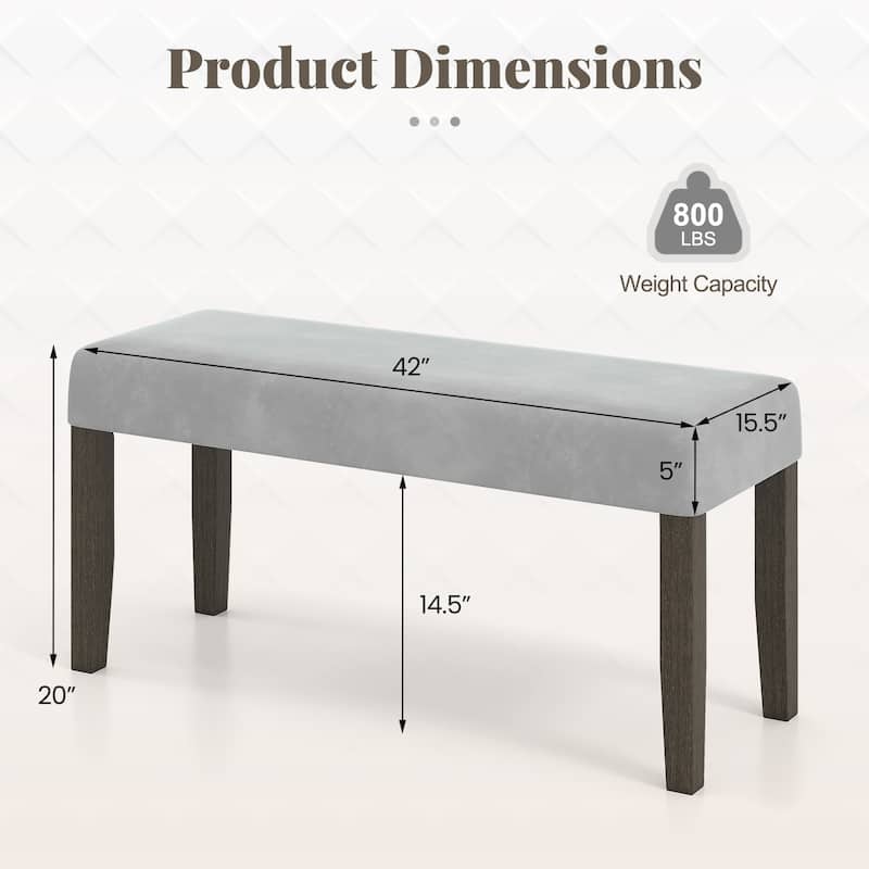 Gymax Upholstered Bedroom Bench w/Padded Seat & Solid Wood Legs for