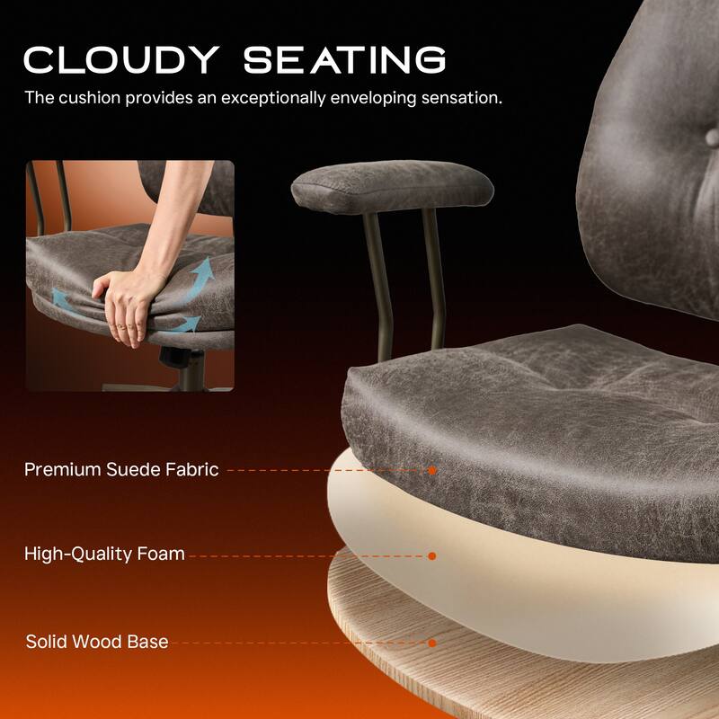 OVIOS Ergonomic Suede Fabric Office Swivel Chair