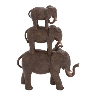 Polystone Elephant Decorative Sculpture - Brown - Roche River Decor