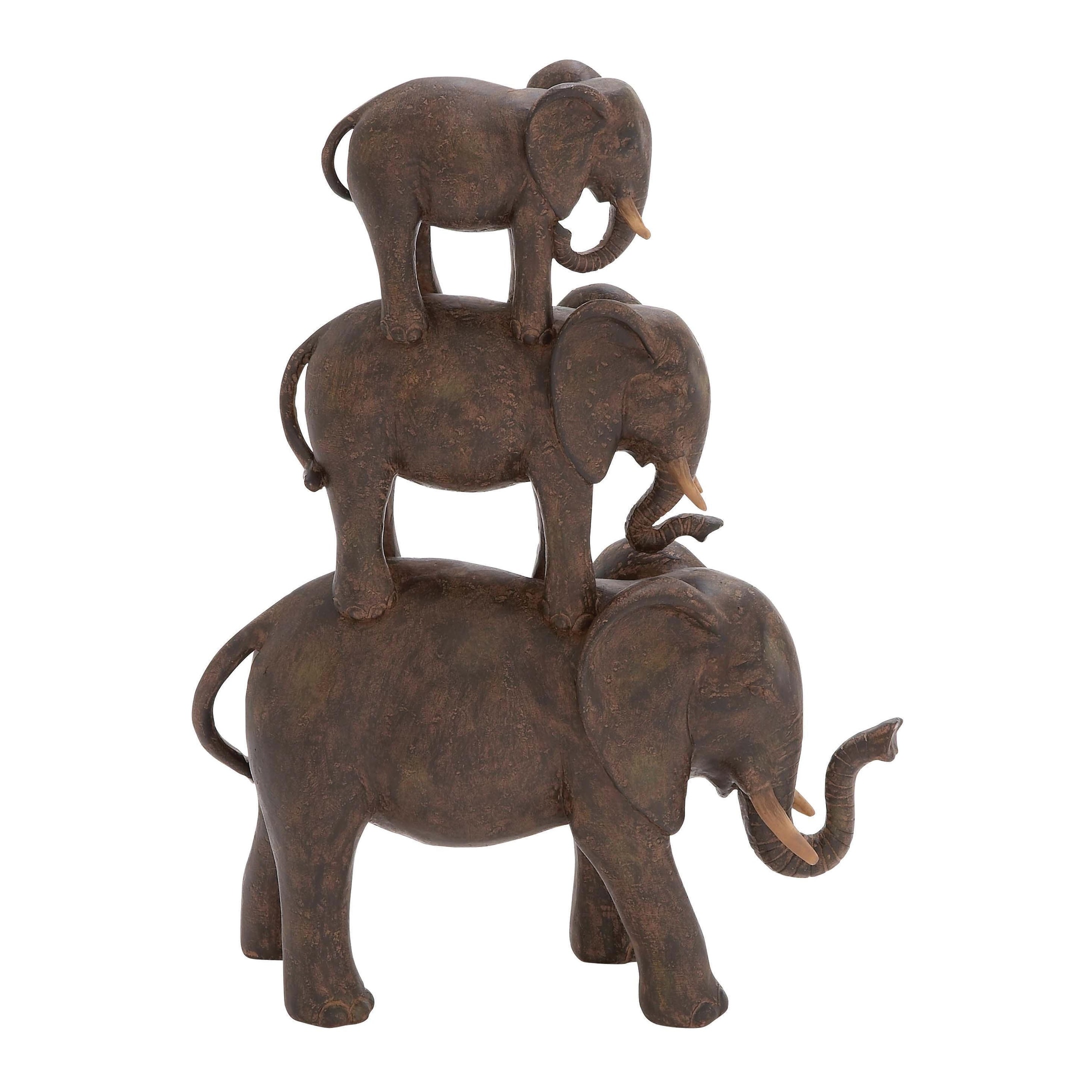 Polystone Elephant Decorative Sculpture - Brown - Roche River Decor