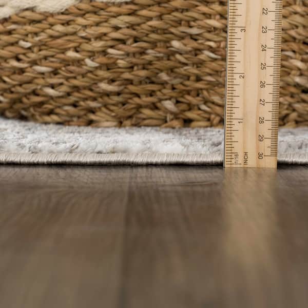 dimension image slide 1 of 2, Hauteloom Liverpool Living Room, Bedroom Area Rug - Contemporary - Off White,Medium Gray,Light Gray - 9'2" x 12'