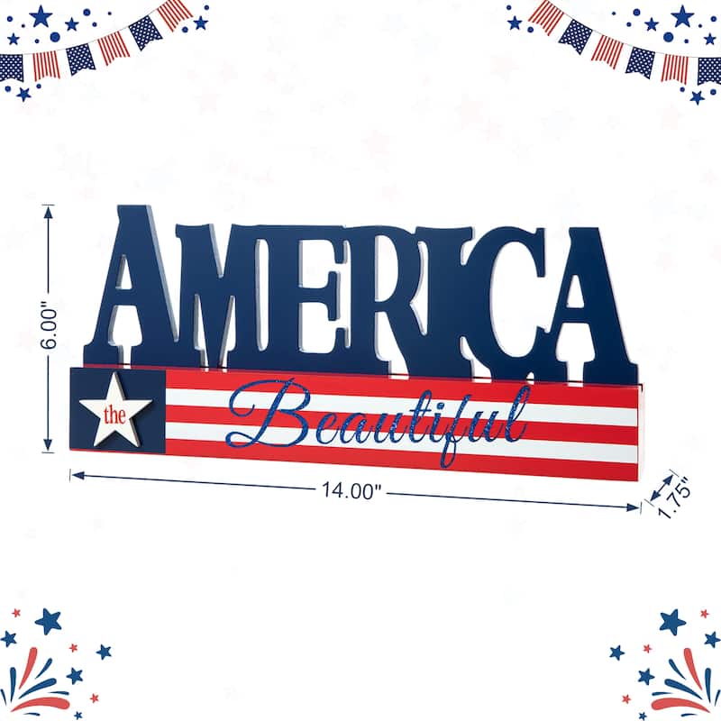 Glitzhome Patriotic Americana Flag USA Table Decor On Sale Bed Bath