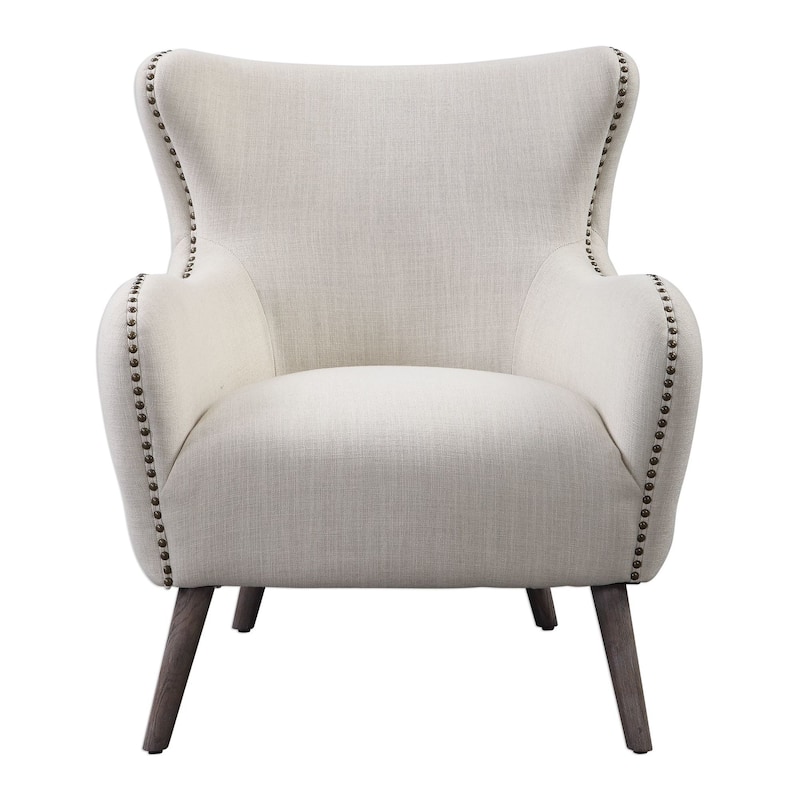 Uttermost Donya 31-1/2" Wide Wood Framed Linen Wingback Chair - Cream