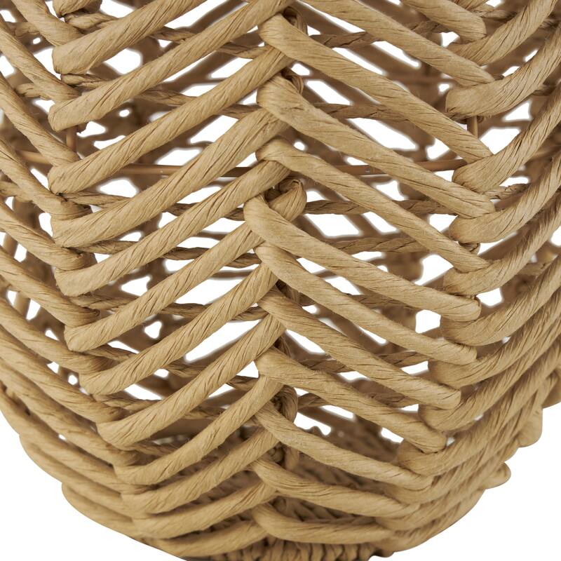Jute Rope Handmade Woven Decorative Vase with Chevron Pattern - Brown - Roche River Decor