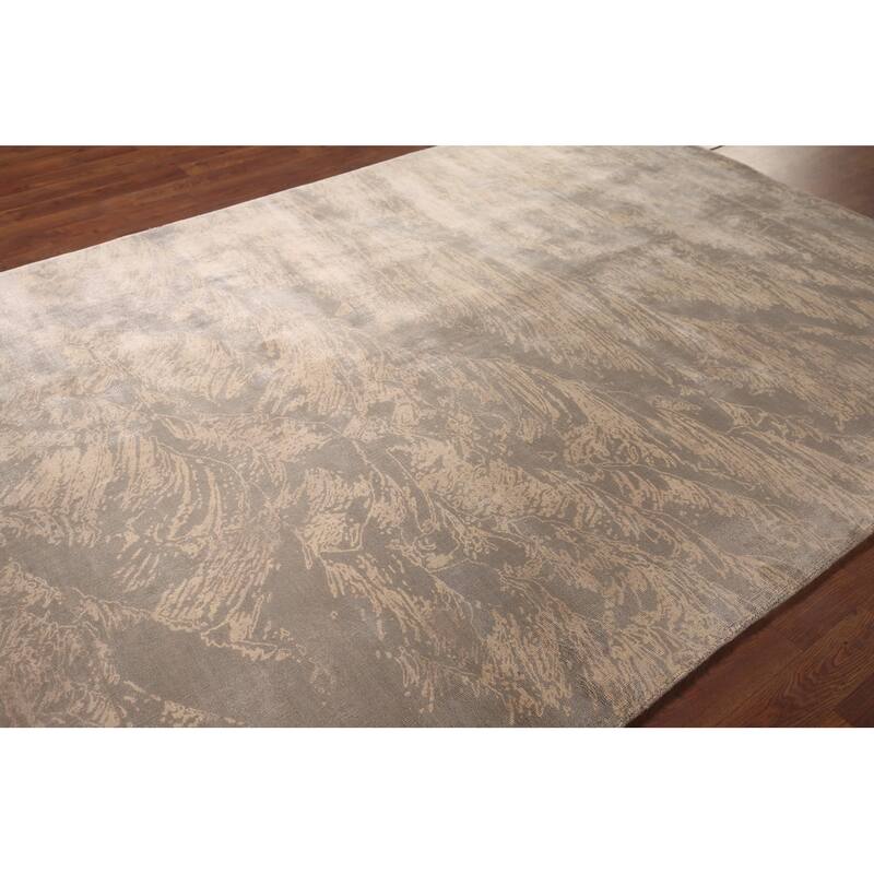 Abstract Indian Area Rug Hand-Knotted Oriental Wool Carpet - 5'8"x 7'10"