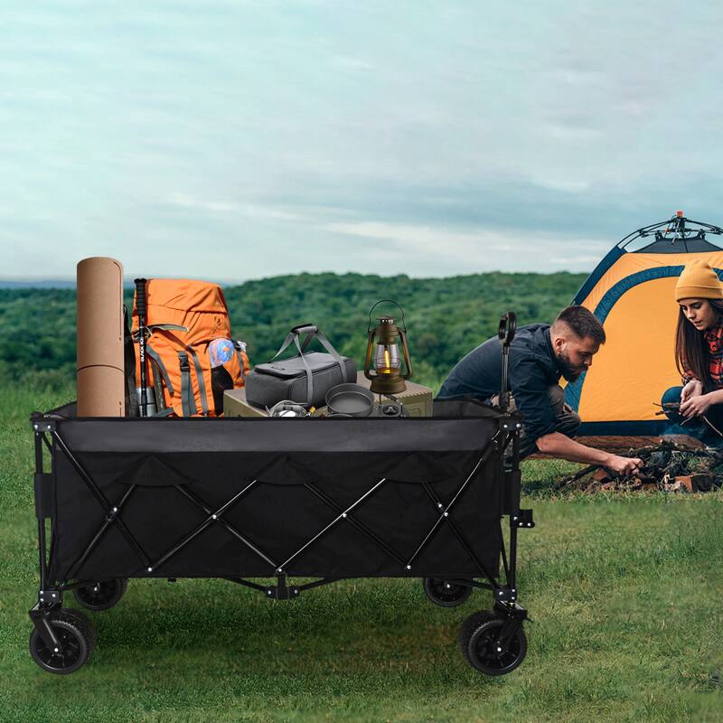 Heavy-Duty Foldable Utility Wagon - 480lbs Capacity,1:6 Space-Saving Fold & 7" All-Terrain Wheels,No Assembly Needed
