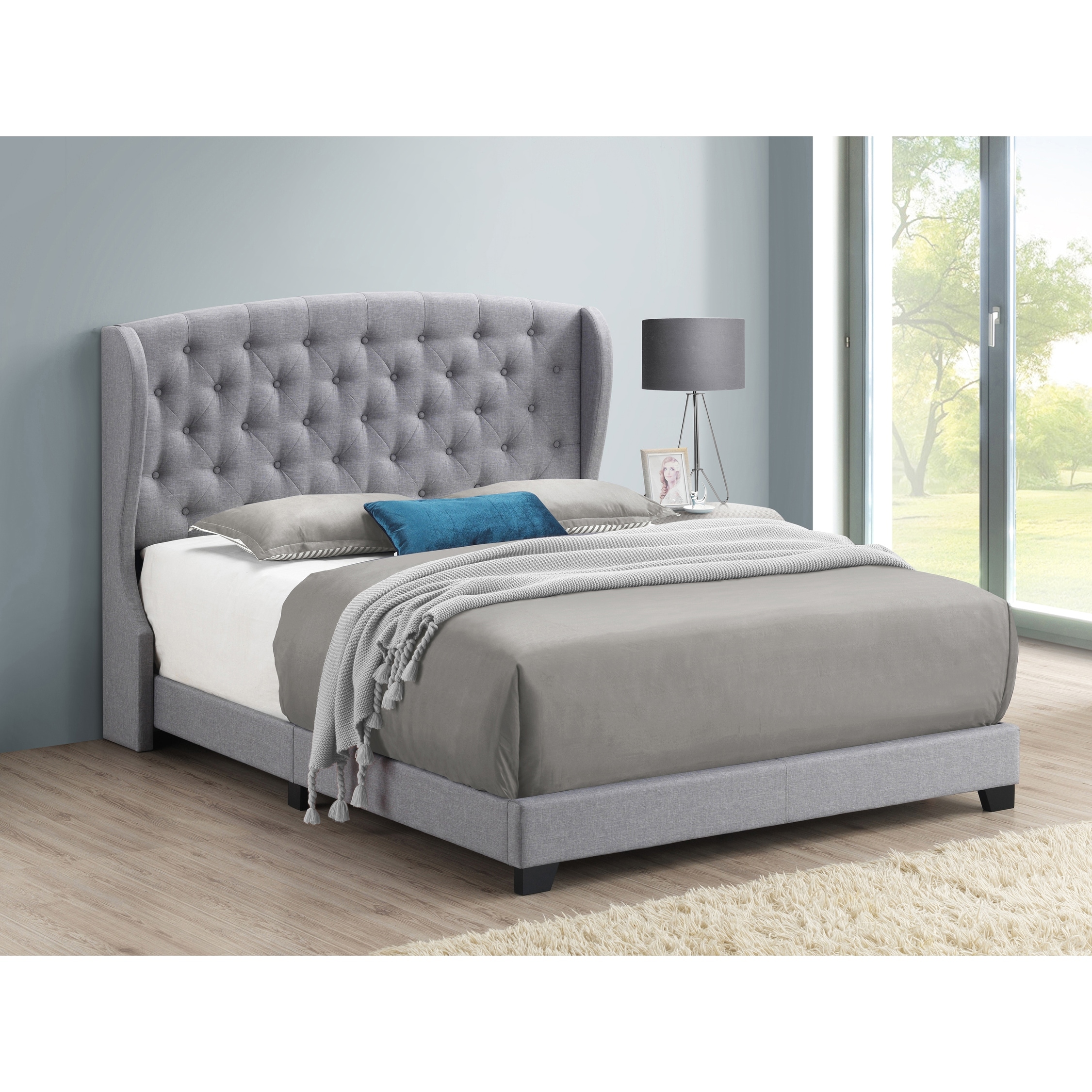 Copper grove ayrum upholstered bed hot sale frame with square tufted headboard