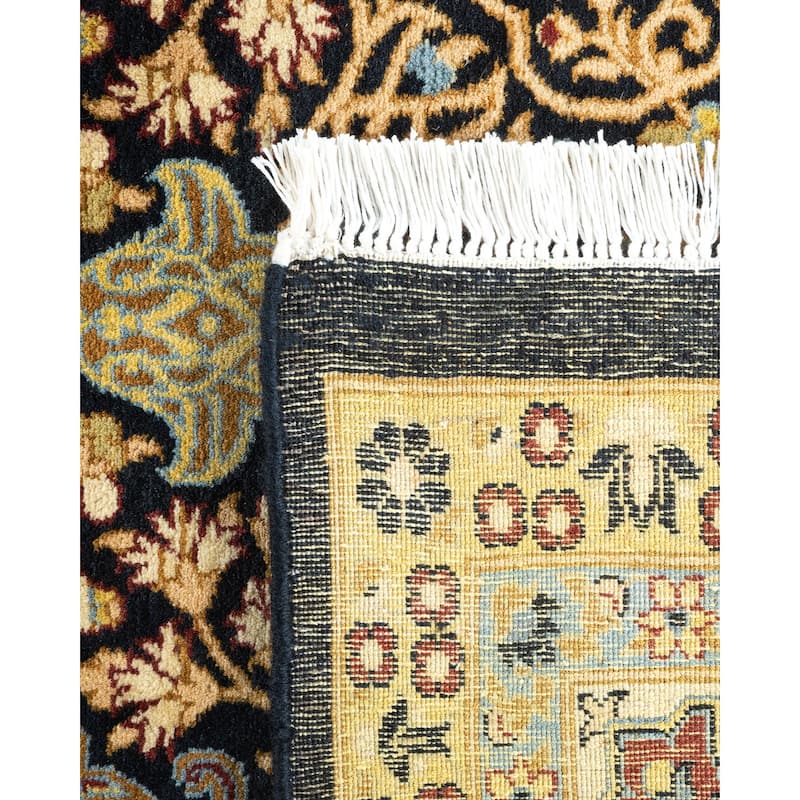 Overton Hand Knotted Wool Traditional Oriental Black Area Rug - 6' x 9'