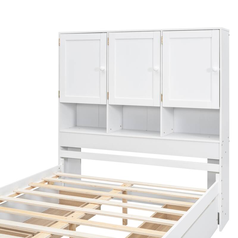 Harper&Bright Designs Platform Bed with Storage Headboard and 4 Drawers