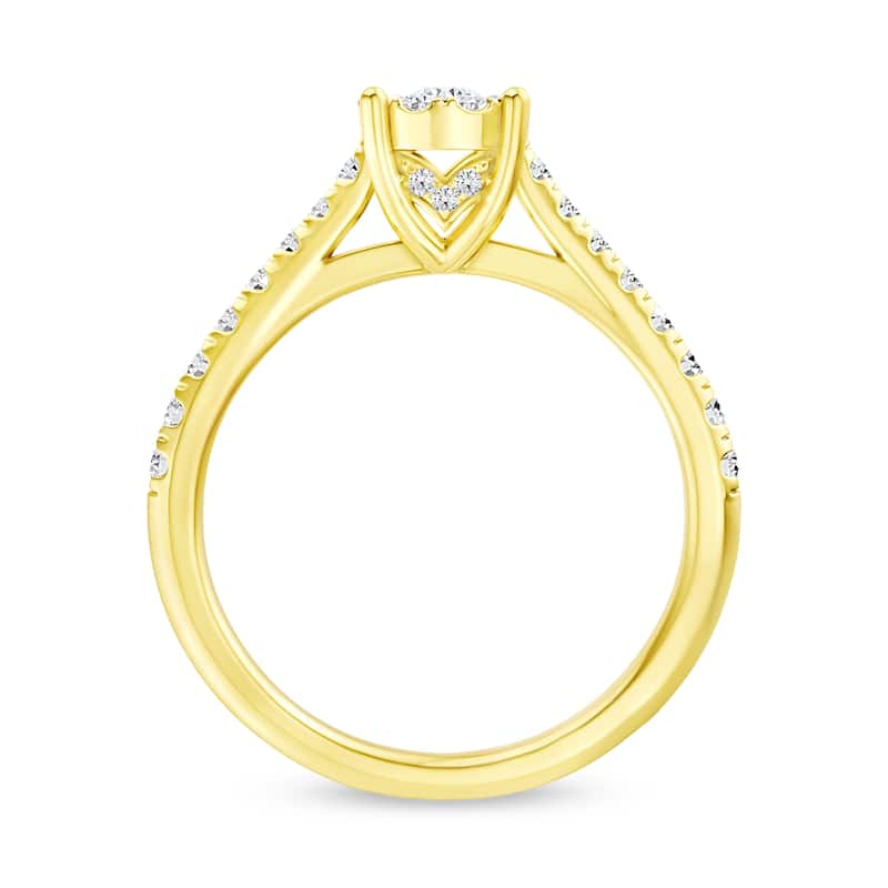 1/2ct TDW Diamond Cluster Engagement Ring in 10K Yellow Gold for Women